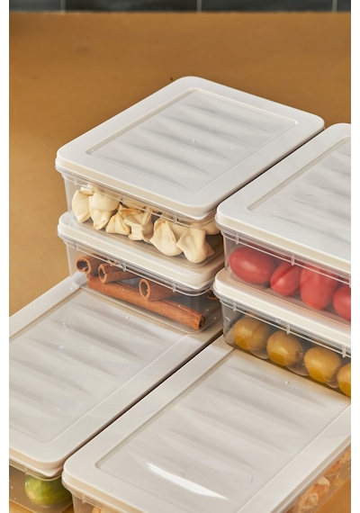 Multi Box 6 Lı Set Saklama Kabı Seti 2 Farklı Boy- Dondurucu & Mikrodalga Uyumlu Krem