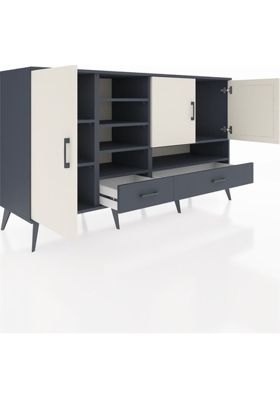Kronos Konsol 8 Raflı 2 Çekmeceli 3 Kapaklı 176x59x99 Antrasit-ay Antrasit-aytaşı/antrasit
