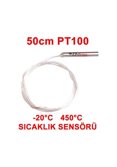 5 Adet Wzp Pt100 Sıcaklık Sensörü - 4x30mm Paslanmaz Çelik Prob, 50cm 2 Uçlu Hassas Isı Ölçer