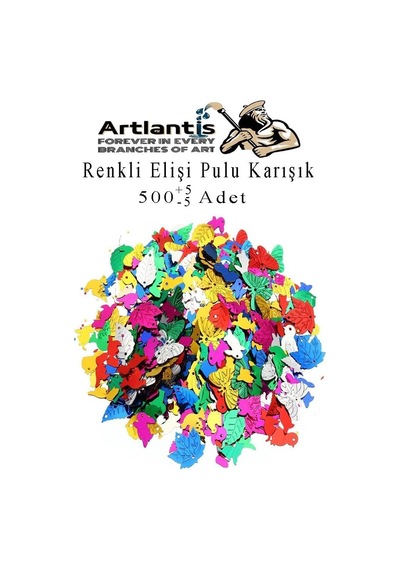 Artlantis Elişi Pulu Karışık Şekilli 500 Lü 1 Paket Renkli Şekilli Pul Yanardöner Payet Pırıltılı Süs Okul Genel