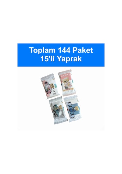 Coco Fresh Cep Islak Mendil 15'li Paket 36'lı Kutu x 4 Kutu - Sevimli Ayıcıklar 144'lü Set