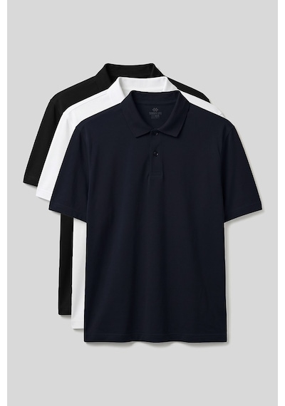 Tommy Life Polo Yaka Büyük Beden 3lü Paket Siyah-beyaz-lacivert Erkek T-shirt - 88511 Siyah - Beyaz - Lacivert