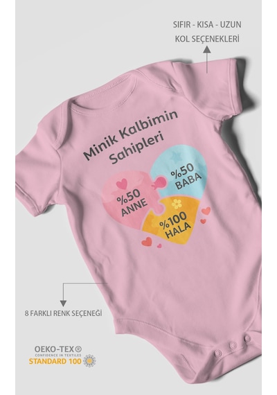 Morivokids Aileye Özel Kısa Kollu Bebek Body %100 Pamuk Koyu Pembe