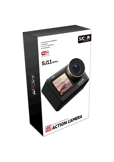 SJCAM SJ11 Active Dual Screen 20MP 5GHz Wi-Fi 4K UHD H.265 Su Geçirmez Kasa 154° 1300mAh Aksiyon Kamerası Siyah