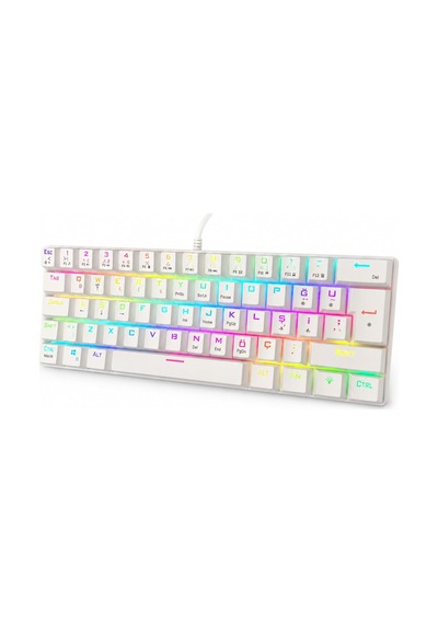60% Kablolu Rgb Mekanik Oyuncu Klavyesi, 62 Tuşlu Türkçe Q Beyaz