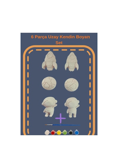 Uzay 6 Lı Taş Boyama Seti Çocuk & Yetişkin Etkinlik Seti Doğumgünü - Workshop - Karne - Baby Shower