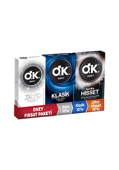 Okey Ultra Hisset + Klasik + Zero Prezervatif 3 x 10'lu