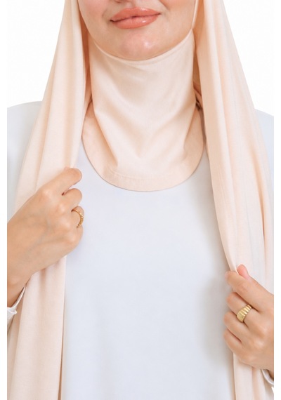 Modish Group Penye Boyun Kapamalı Şal Başörtü Hazır Giyim Turban Esnek Jersey Şal Bej