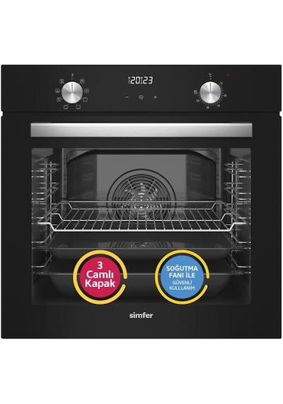 Simfer 9 Fonksiyon QS Dijital Siyah 2'li Ankastre Set (8208 Fırın + 3500 Ocak)