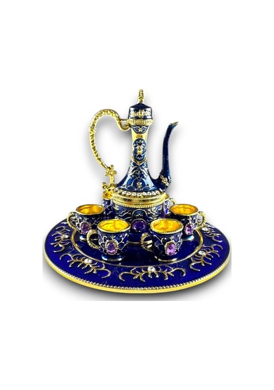 Taş Detaylı Dekoratif Likör Takımı 8 Parça Mıknatıslı Tepsi Üzerinde Sabit Taşlı Takım 10x8 CM 728352589