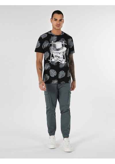 Colin'S Regular Fit Bisiklet Yaka Baskılı Siyah Erkek Kısa Kol Tişört Cl1062701_Q1.V1_Blk