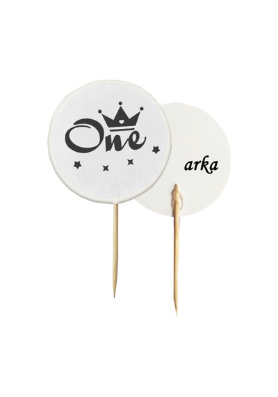 20 Adet Siyah One Baskılı 1 Yaş Cupcake Pasta Kürdanı 6,5 Cm - Toothpick