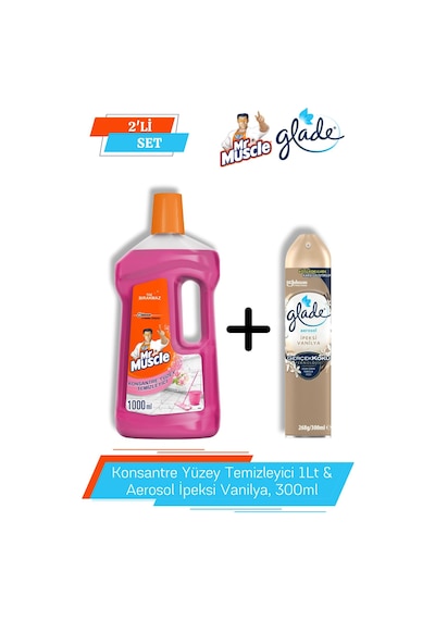 Mr. Muscle Konsantre Yüzey Temizleyici 1 L + Aerosol İpeksi Vanilya 300 ML