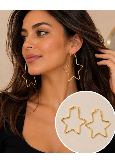 Yıldız Figür Gold Küpe