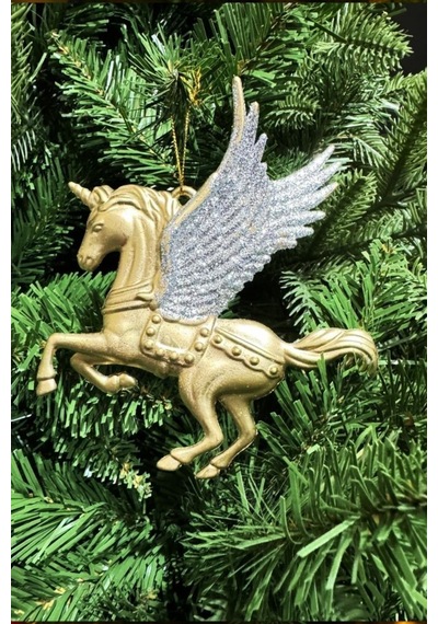 Beysüs Yılbaşı Çam Ağacı Süsü Unicorn Asma Süs Gold 10 Cm Diğer