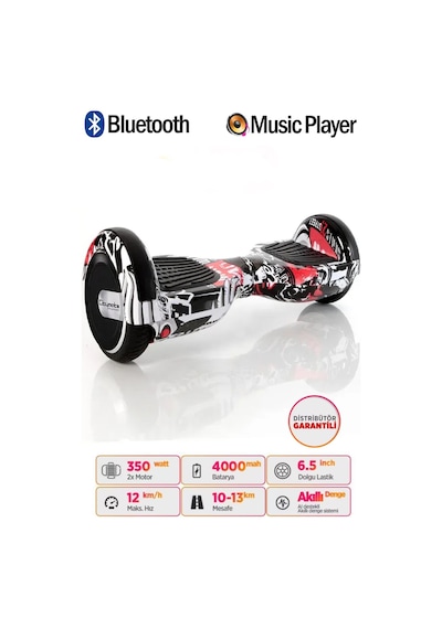 Citymate Hoverboard 6.5 İnch Elektrikli Kaykay Scooter Full Ledli Bluetooth Hoparlörlü Çanta Hediye D06