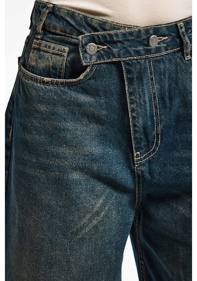 Itsbasic Kadın Koyu Tint Renk Mega Baggy Fit Bol Kesim Denim Jean Koyutint