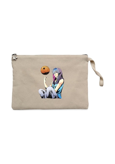 Basketball Blue Player Anime Krem Clutch Cüzdan / El Çantası Krem
