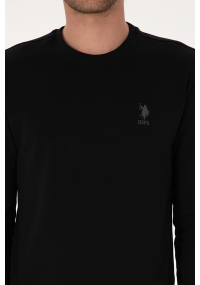 U.S. Polo Assn. Erkek Slim Fit Bisiklet Yaka Siyah Basic Sweatshirt 50307762-VR046