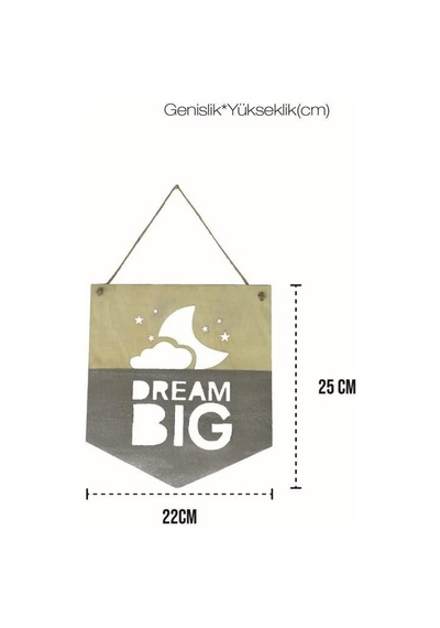 Dream Big Çocuk Odası Ahşap Gri Duvar Dekor Ürünü Bulut Yıldız De