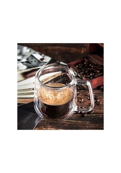 2 Adet 250 Ml Çift Cidarlı Borosilikat Cam Kupa Bardak Termisil Isıya Dayanıklı Şeffaf Kahve Çay Latte Espresso Fincanı Cam Bardak Seti çok renkli