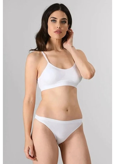 İkikareshop Kadın Ince Askılı Pedli Büstiyer Yarım Atlet Sütyen 3lü Set Çok Renkli