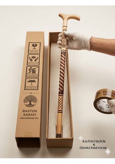 Ahşap Baston Burgulu Süper Lüks Baston
