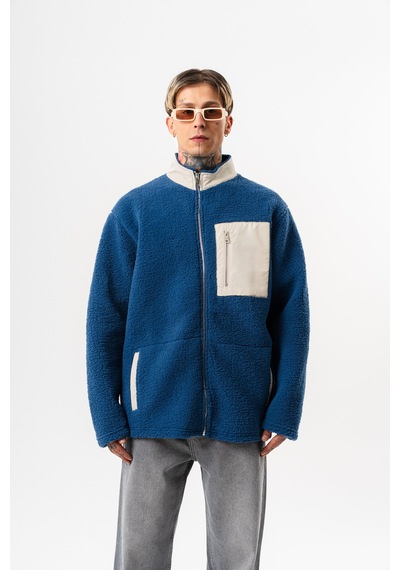 Respire Erkek Zip Oversize Teddy Ceket Lacivert