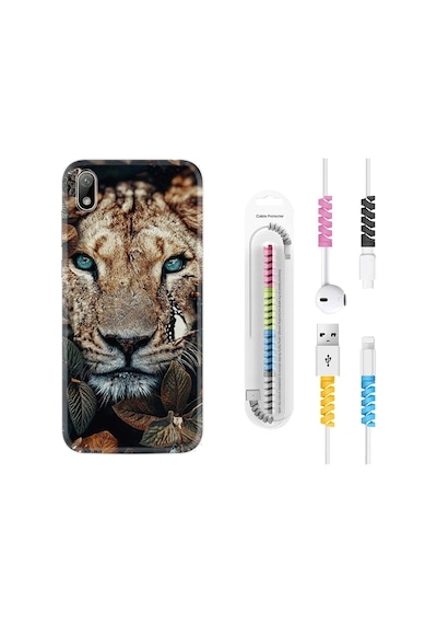 Huawei Y5 2019 Kılıf Kablo Koruyuculu Flowers Leon 2 1342