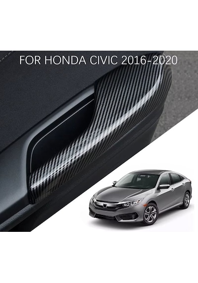 Honda Civic Fc5 Fk7 Type-r İçin 2016-2021 Karbon Fiber Kapı Kol Dayama Koruyucu Kapak Trim