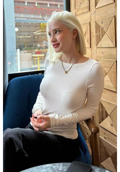Beyaz Kayık Yaka Modal Kaşmir Ultra Hafif Body Mg2627 Mg2627 Beyaz