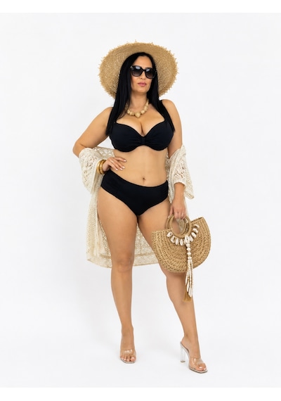 Büyük Beden Kaplı Telli Canlı Çiçek Desenli Orta Bağlantılı Tasarım Ayarlanabilir Askılı Kadın Bikini Takım Siyah Büyük Beden Kaplı Telli Canlı Çiçek Desenli Orta Bağlantılı Tasarım Ayarlanabilir Askılı Kadın Bikini Takım Siyah