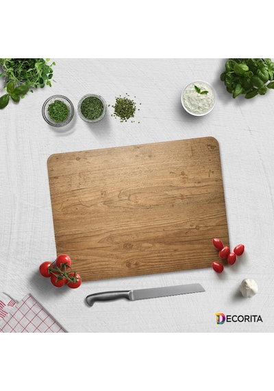 Decorita Cam Kesme Tahtası Cam Kesme Tablası Retro Ahşap Görünümlü 30 x 40 CM