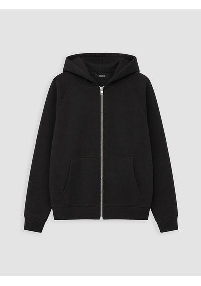 LC Waikiki Lc Waıkıkı Siyah Kapüşonlu Erkek Fermuarlı Sweatshirt