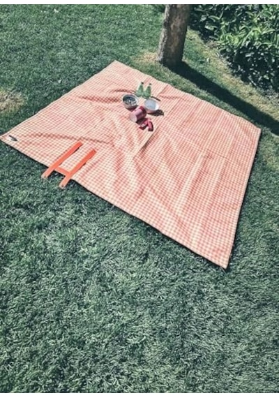 Turuncu Piti Kareli Artha Piknik Örtüsü 150x150 Cm, Dayanıklı Kamp Ekipmanları, Kamp Aksesuarları