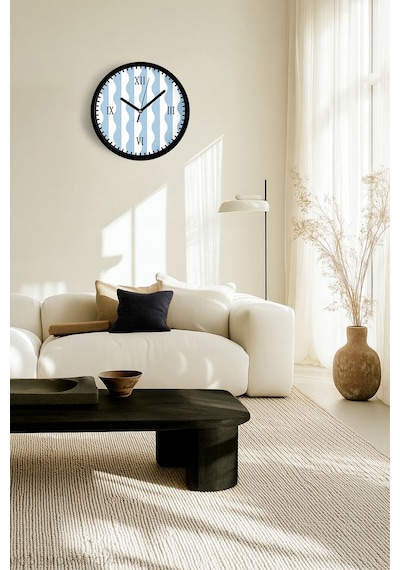 Modern Duvar Saati - 30cm - Önü Camlı Siyah Kasa - Sessiz Mekanizma-jh0162 Siyah