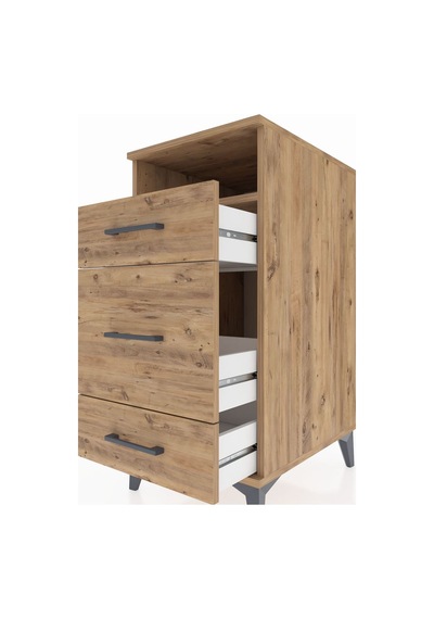 Kronos Komodin Tek Raflı 3 Çekmeceli 44x59x96 Çam-çam Çam