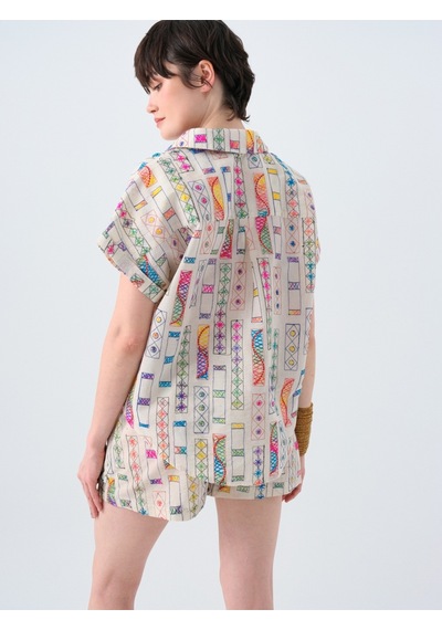 Oversize Kadın Bluz K.kol Ekru