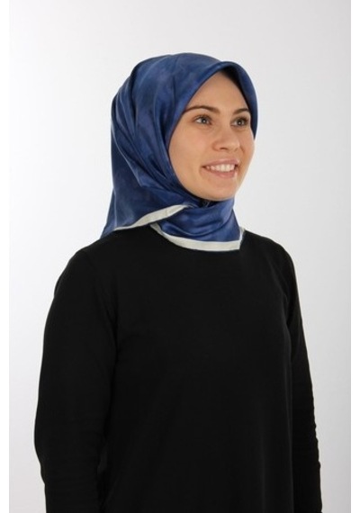 Koyu Mavi Aker Ipek Krep Saten Eşarp 7208701-323/3421070119645