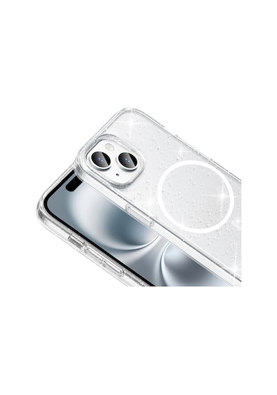 Zore Apple Uyumlu iPhone 13 Kılıf M-safe Şarj Özellikli Parlayan Simli Saydam Renkli Sys Maris Kap Şeffaf