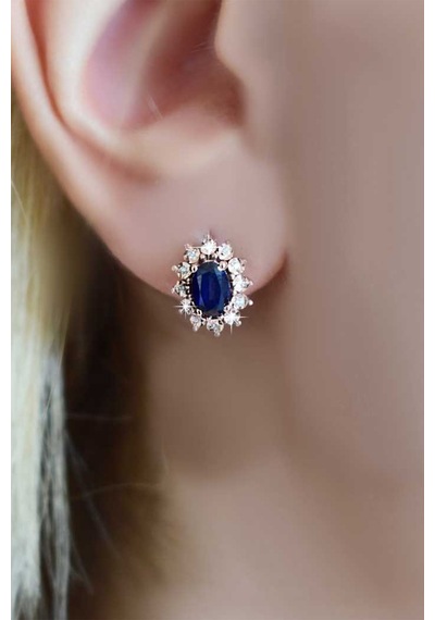 Rose Safir Pırlanta Küpe