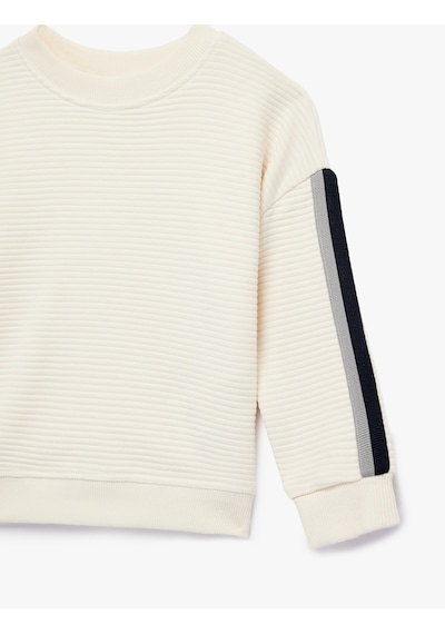 Koton Pamuklu Uzun Kollu Bisiklet Yaka Oversize Sweatshirt Ekru 6smb10014tk Ekru