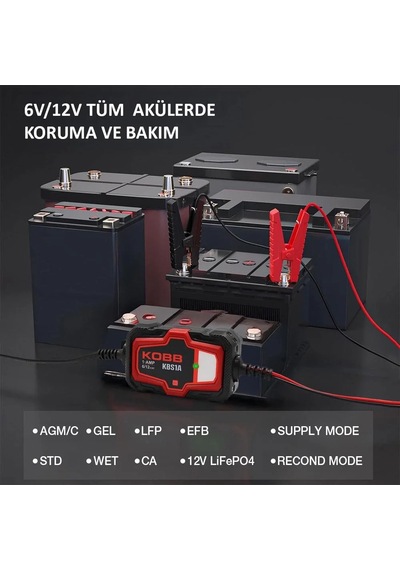 Kobb Kbs1a 6v/12v 30ah Akıllı Akü Şarj Akü Bakım / Desülfatör