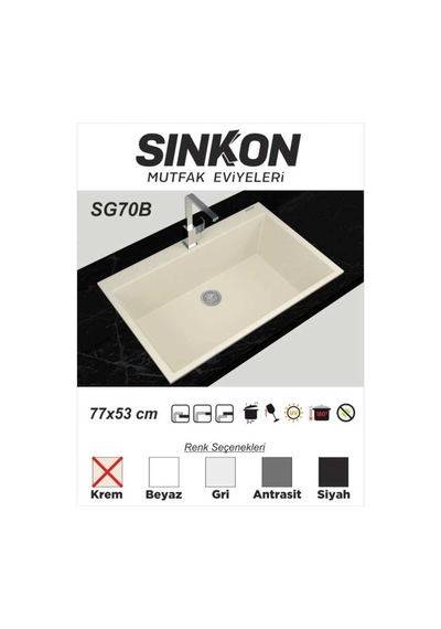 Sinkon Krem Granit Eviye 77 x 53 - Sg70B - Sinkon
