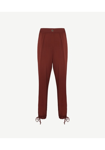 Yargıcı Düz Kesim Paçası Bağlı Pantolon Bordo