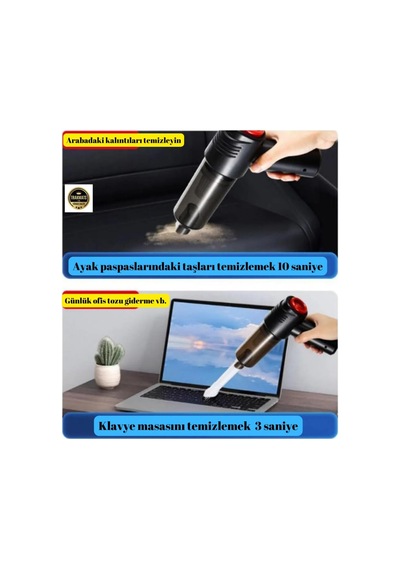 Lada Volga Usb İle Uyumlu Kablosuz Emiş Ve Üflemeli Şarjlı Oto El Süpürgesi Siyah Diğer