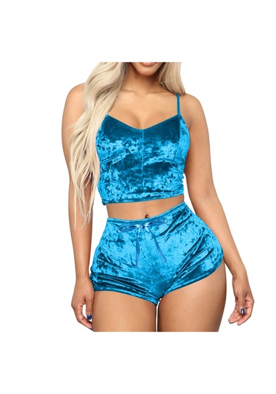 Ece's Design Kadife Pijama Takımı Şort 2'li Set Yumuşak Ev Giyim Loungewear W2001 Açık Mavi Ece's Design Kadife Pijama Takımı Şort 2'li Set Yumuşak Ev Giyim Loungewear W2001 Açık Mavi