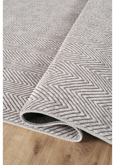 Villadia Home Textile Kaymaz Taban Modern Desen Yıkanabilir Leke Tutmaz Kolay Temizlenir Dört Mevsim Yolluk Koridor Salon Yatak Mutfak Odası Vd4055gri Gri