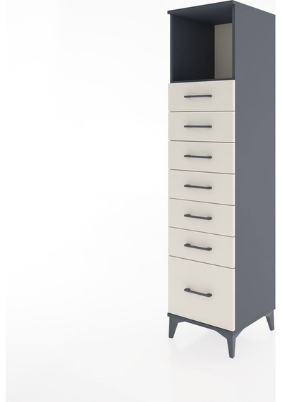 Hyperion Dolap Tek Raflı 7 Çekmeceli 44x44x182 Antrasit-aytaşı Antrasit