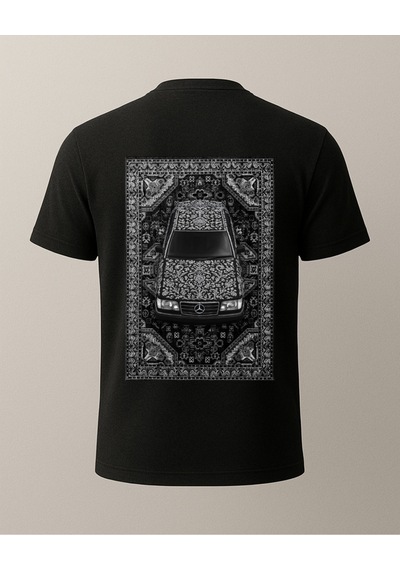 Etnik W124 Baskılı T-shirt Siyah